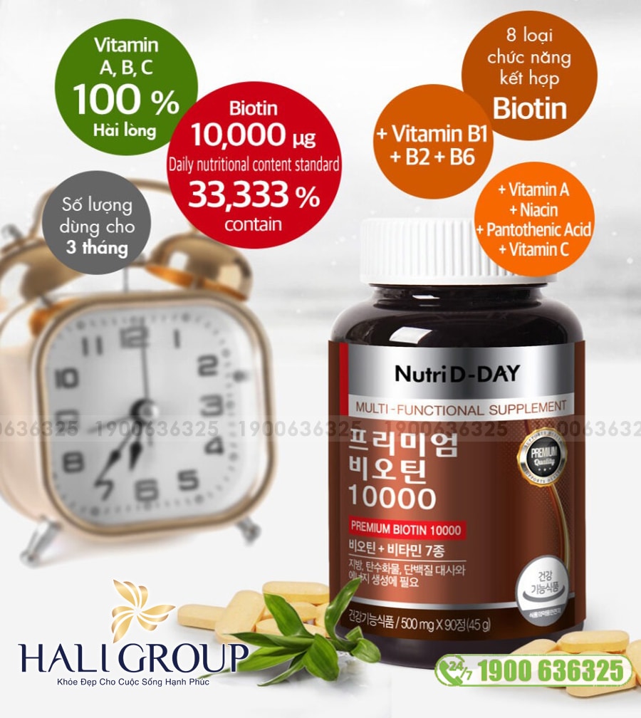 Viên Hỗ Trợ Mọc Tóc Nutri D-Day PREMIUM Biotin 10000