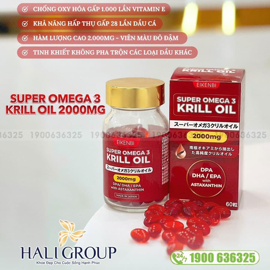 Viên Dầu Nhuyễn Thể Super Omega 3 Krill Oil 2000mg Eikenbi