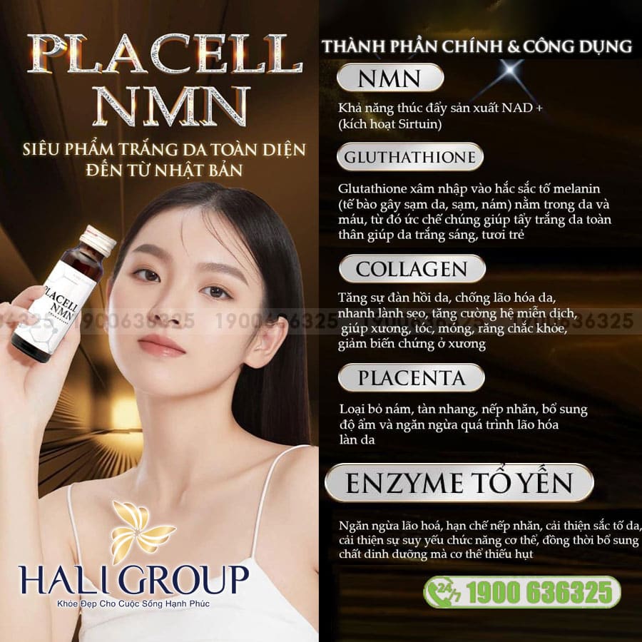 Nước Uống Trắng Da Trẻ Hóa Placell NMN Nhật Bản