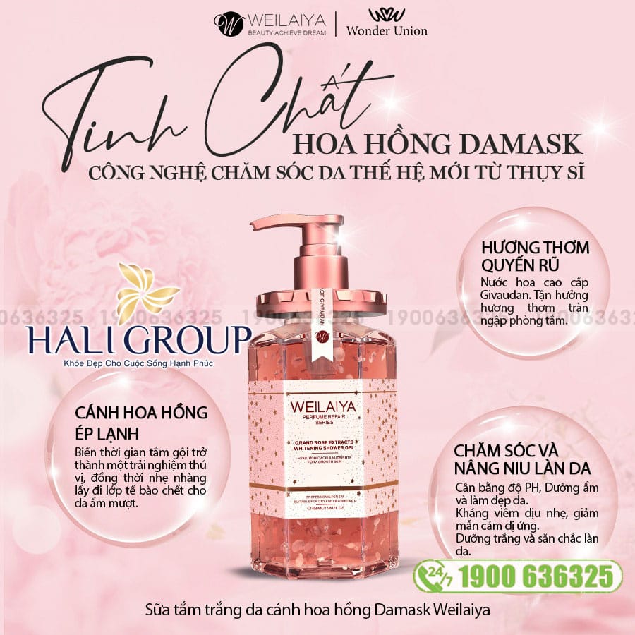 Sữa Tắm Trắng Da Cánh Hoa Hồng Damask Welaiya