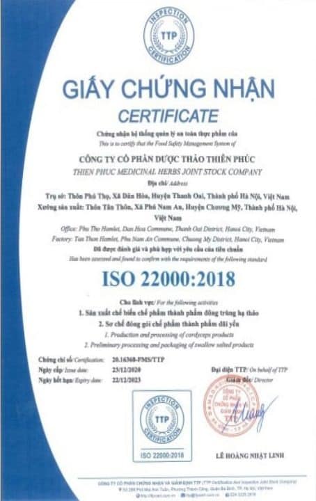 Giấy Chứng Nhận TPBVSK An Đường Thiên Phúc