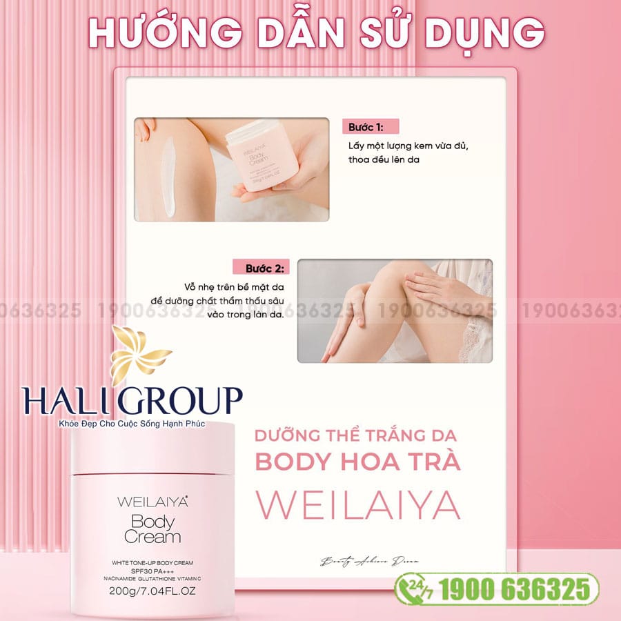 Kem Body Dưỡng Trắng Da Weilaiya Hoa Trà