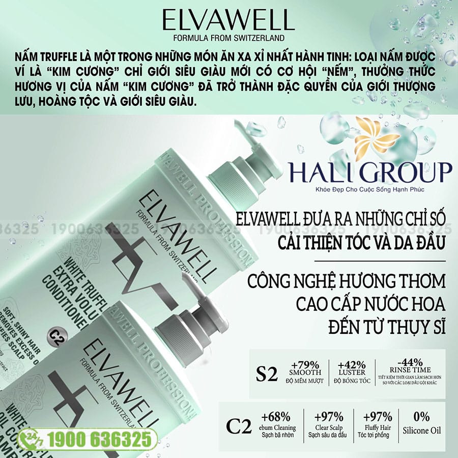 Bộ Dầu Gội Xả Giảm Rụng Tóc Sạch Dầu Bết Elvawell