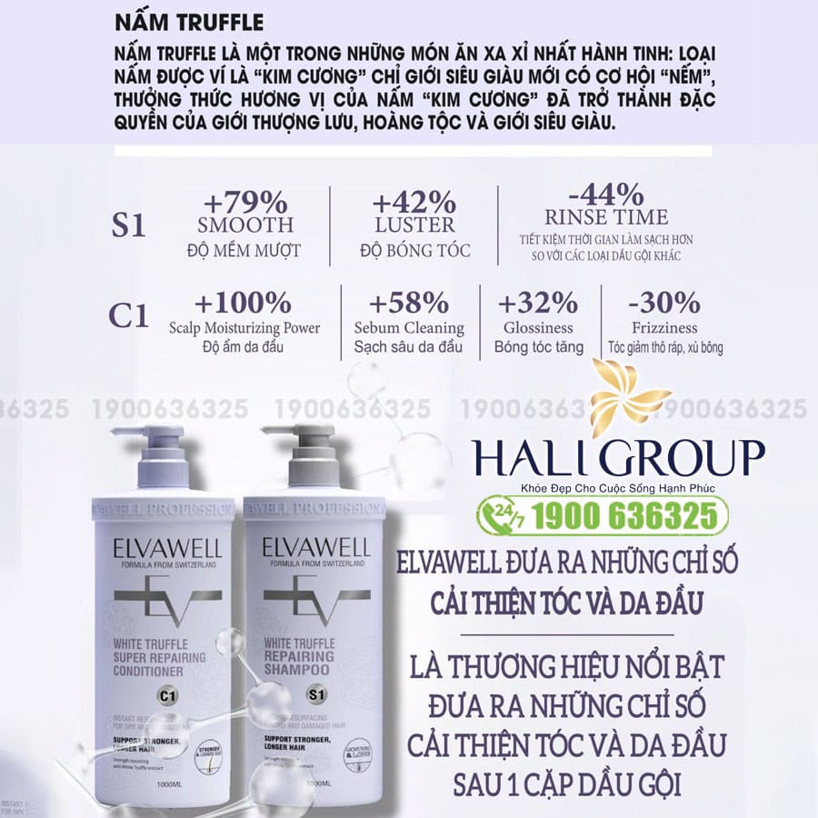 Bộ Dầu Gội Xả Phục Hồi Hư Tổn Siêu Suôn Mượt Elvawell
