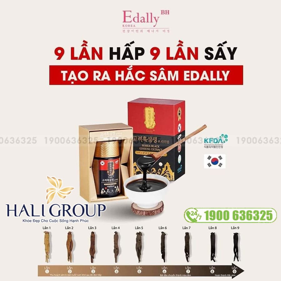 Cao Hắc Sâm Hàn Quốc Edally - Hwa Pyung Sam Korea Black Ginseng Extract Premium