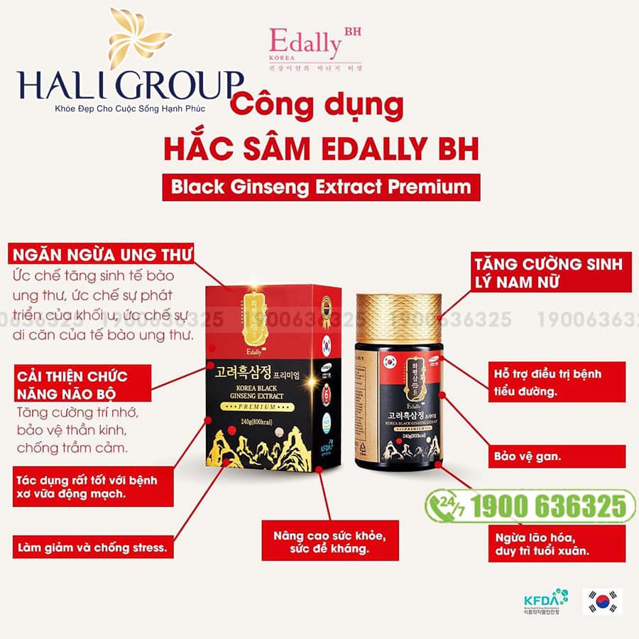 Cao Hắc Sâm Hàn Quốc Edally - Hwa Pyung Sam Korea Black Ginseng Extract Premium